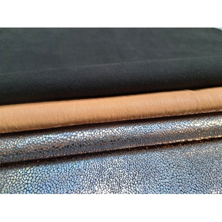 Lot de 3 peaux de cuir stretch - Cuir en Stock