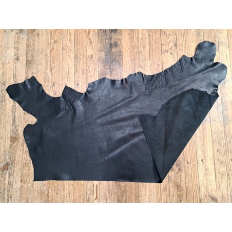 Demi peau de veau grainé - noir - maroquinerie - ameublement - Cuir en stock