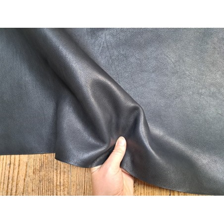 Demi peau de veau grainé - noir - maroquinerie - ameublement - Cuir en stock