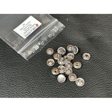 Lot de 5 boutons pression Line 16 – 10 mm - nickelé - Cuir en Stock