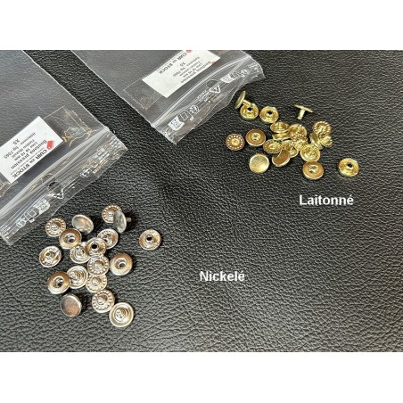 Lot de 5 boutons pression Line 16 – 10 mm - laitonné - Cuir en Stock