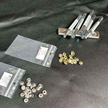 Lot de 5 boutons pression Line 16 – 10 mm - laitonné - Cuir en Stock