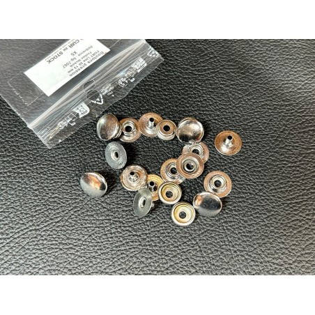 Lot de 5 boutons pression fort Line 20 – 13 mm - NICKELÉ - Cuir en Stock