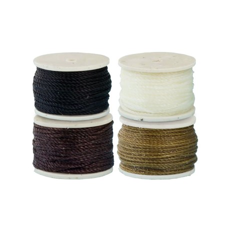 Canette de fil poissé / ciré (pour alêne à coudre) - noir - Cuir en Stock