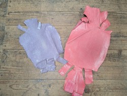 Lot de 2 peaux de cuir de lézard - D - Violet pastel/Rose saumon