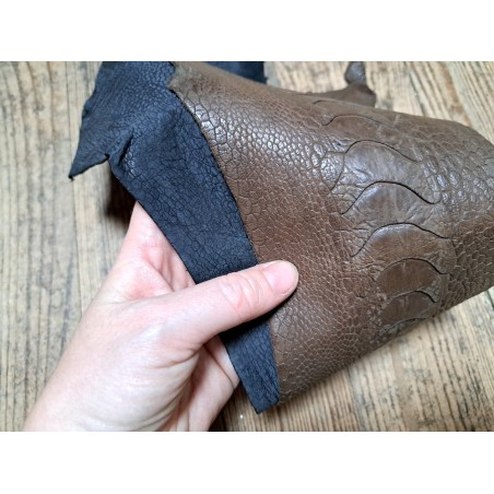 Lot de 2 pattes d'autruche - E - Marron/Nubuck gris - Cuir en Stock