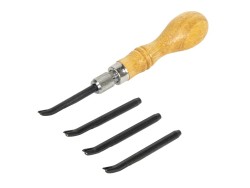 Lot de 4 abat-carres courbés avec manche en bois – Travail du cuir - Cuir en Stock