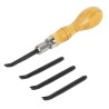 Lot de 4 abat-carres courbés avec manche en bois – Travail du cuir - Cuir en Stock