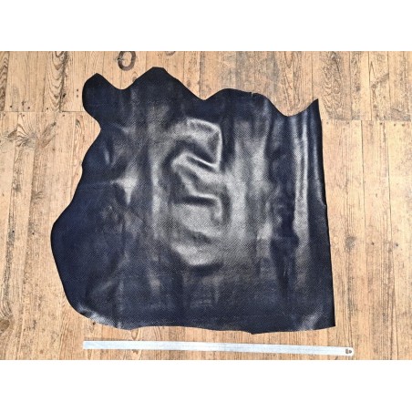 Demi peau de cuir de vachette façon serpent - Bleu - B - Cuir en Stock
