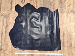 Demi peau de cuir de vachette façon serpent - Bleu - B - Cuir en Stock