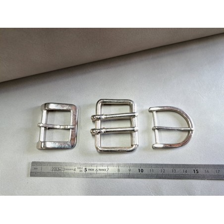 LOT de 3 boucles de ceinture - i - Nickelé - 30mm / 40mm
