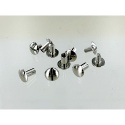 Lot de 5 grand vis chicago bombé laiton massif - nickelé - Cuir en Stock
