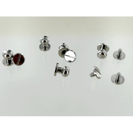 Lot de 5 boutons de col finition NICKELE - Standard - Cuir en Stock