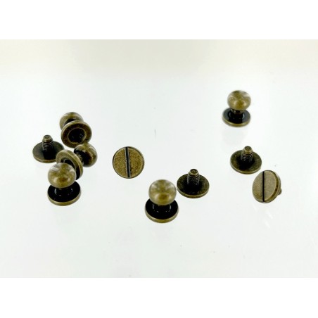 Lot de 5 boutons de col finition BRONZE - Standard - Cuir en Stock