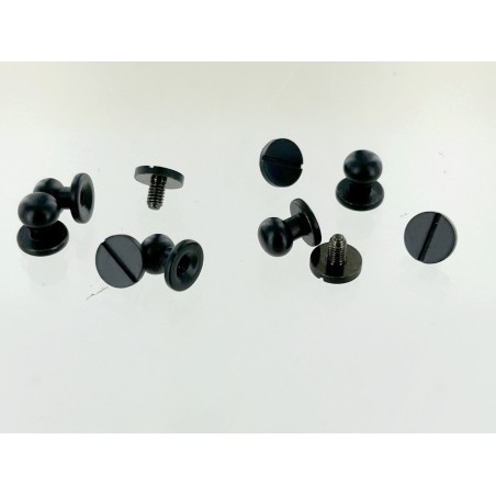 Lot de 5 boutons de col finition NOIR - Standard - Cuir en Stock