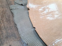 Lot de 2 peaux de cuir de lézard - A - Vert pastel/Beige