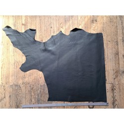 Demi-peau de cuir de vache grainé - Noir mat - B - Cuir en Stock