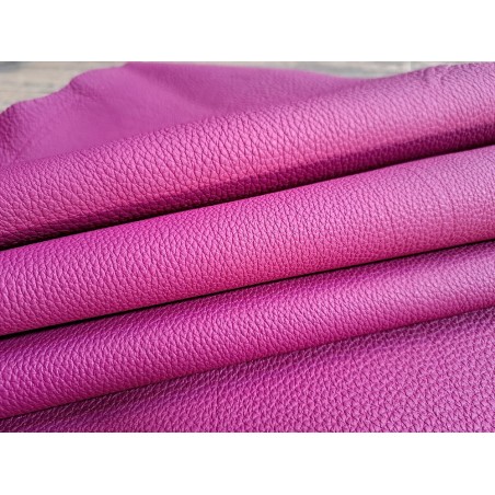 Demi-peau de cuir de taurillon - Rose fuchsia - Cuir en Stock