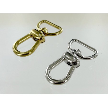 Mousqueton pivotant en arc 20mm - maroquinerie - porte-clés - départ de anse de sac - Cuir en Stock