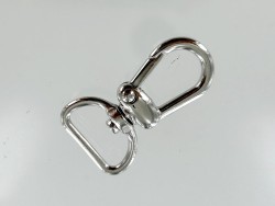 Mousqueton pivotant en arc 20mm - Nickelé - Cuir en Stock