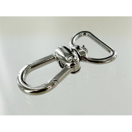 Mousqueton pivotant en arc 20mm - Nickelé - Cuir en Stock