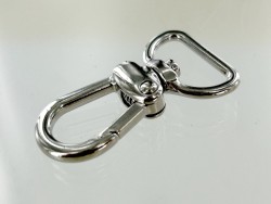 Mousqueton pivotant en arc 20mm - Nickelé - Cuir en Stock