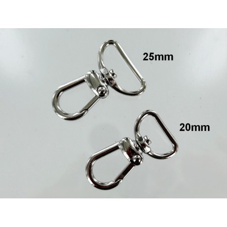 Mousqueton pivotant en arc 20mm - maroquinerie - porte-clés - départ de anse de sac - Cuir en Stock
