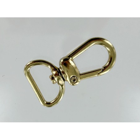 Mousqueton pivotant en arc 20mm - Doré - Cuir en Stock