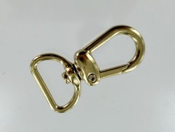 Mousqueton pivotant en arc 20mm - Doré - Cuir en Stock