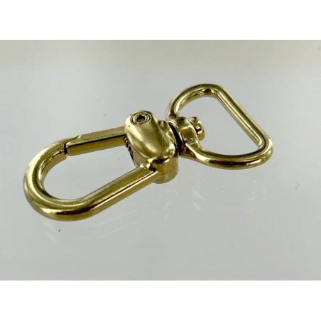 Mousqueton pivotant en arc 20mm - Doré - Cuir en Stock