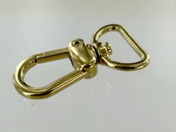 Mousqueton pivotant en arc 20mm - Doré - Cuir en Stock