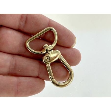 Mousqueton pivotant en arc 20mm - Doré - Cuir en Stock