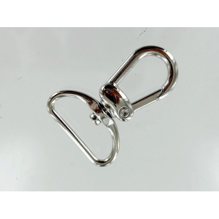 Mousqueton pivotant en arc 25mm - Nickelé - Cuir en Stock