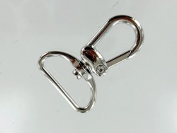 Mousqueton pivotant en arc 25mm - Nickelé - Cuir en Stock