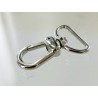 Mousqueton pivotant en arc 25mm - Nickelé - Cuir en Stock