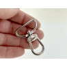 Mousqueton pivotant en arc 25mm - Nickelé - Cuir en Stock