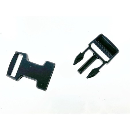Fermoir boucle à clip réglable noir - 20mm - Cuir en Stock