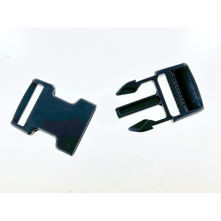 Fermoir boucle à clip réglable noir - 25mm - Cuir en Stock