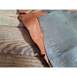 Lot de 2 peaux de cuir de lézard - B - Gris/Caramel