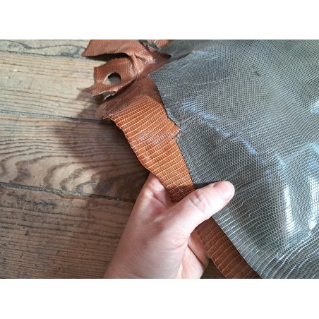 Lot de 2 peaux de cuir de lézard - B - Gris/Caramel