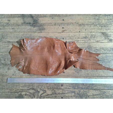 Lot de 2 peaux de cuir de lézard - B - Gris/Caramel
