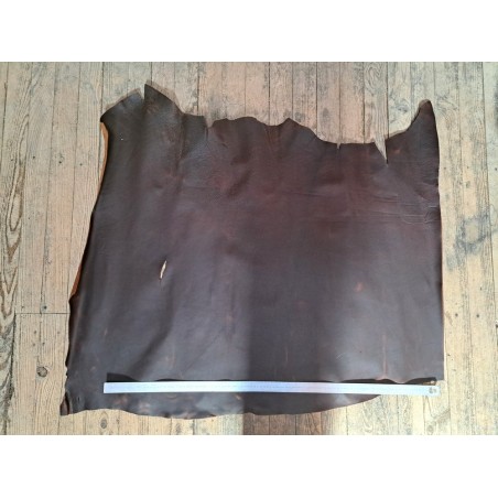 Demi-peau de cuir gras pullup - Marron - B - Cuir en Stock
