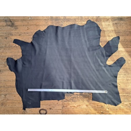 Peau de cuir de veau swift lisse - noir bleuté - maroquinerie - Cuirenstock