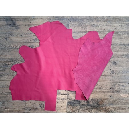 Peau de cuir de veau swift lisse - fuchsia - maroquinerie - Cuir en stock
