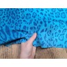 Peau de veau velours façon jaguar- bleu - cuir en stock