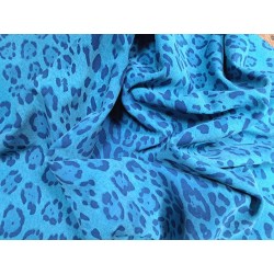 Peau de veau velours façon jaguar- bleu - Cuir en Stock
