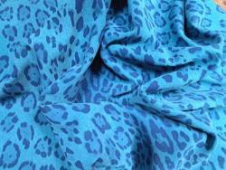 Peau de veau velours façon jaguar- bleu - Cuir en Stock