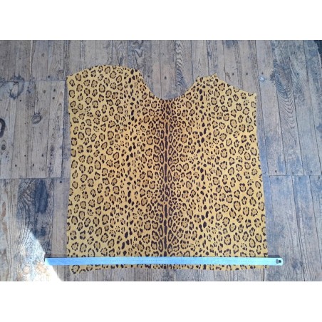 Peau de veau velours façon jaguar- jaune - Cuir en stock