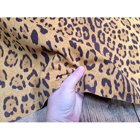 Peau de veau velours façon jaguar- jaune - Cuir en Stock