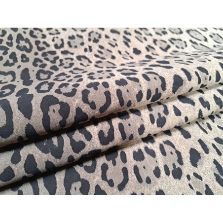 Peau de veau velours façon jaguar- beige - Cuir en Stock